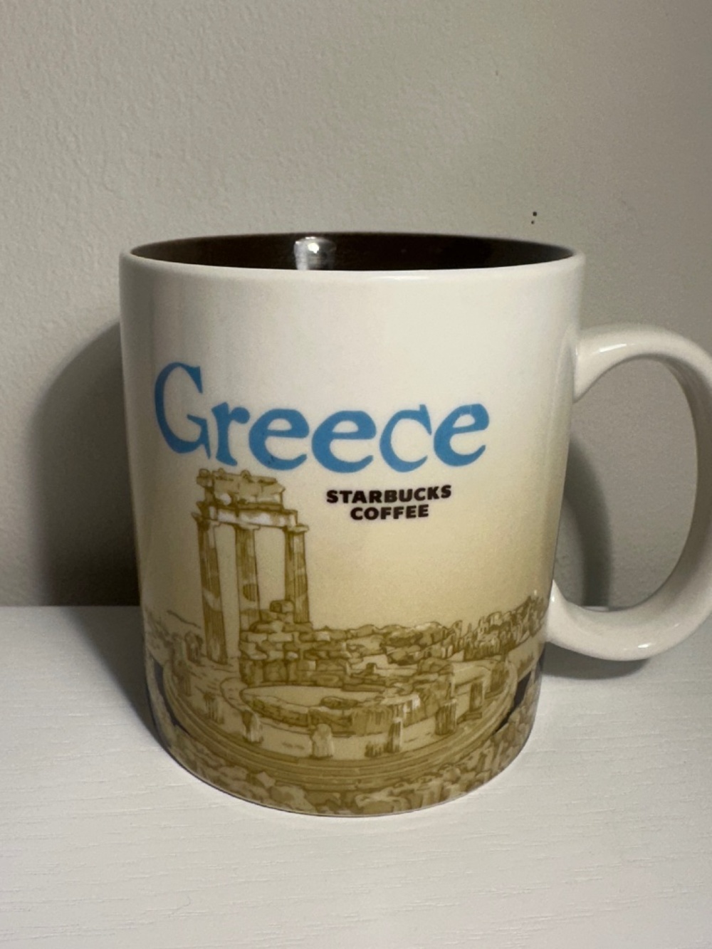 Starbucks Greece Global Icon Series City Coffee Tea Mug Cup Ceramic Brown White